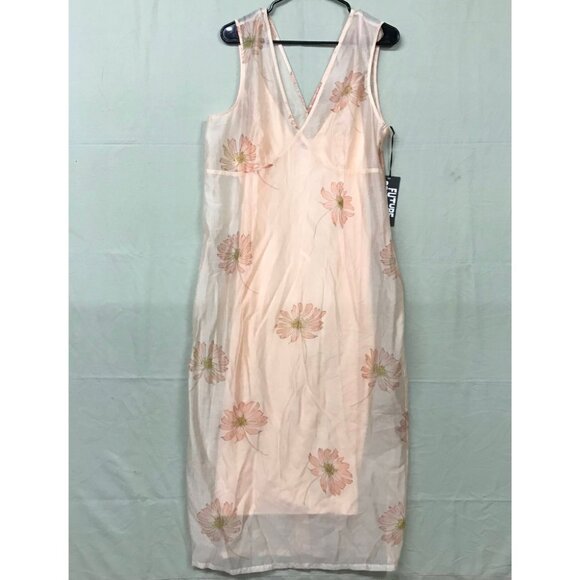 NWT Future Collective Women's 14 Floral Light Pink Slip Midi Dress Sleeveless - Picture 5 of 16